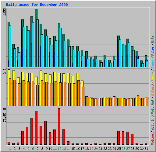 Daily usage for December 2020
