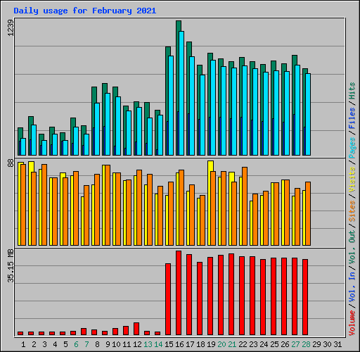 Daily usage for February 2021