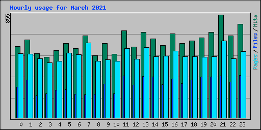 Hourly usage for March 2021