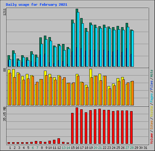 Daily usage for February 2021