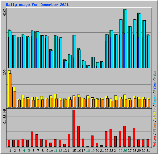 Daily usage for December 2021