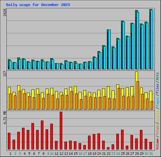 Daily usage for December 2023